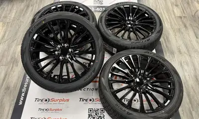 Replica GM281 Gloss Black Rims & Atturo All Weather Tires *Fits Cadillac Escalade, Jeep Wagoneer, GM...