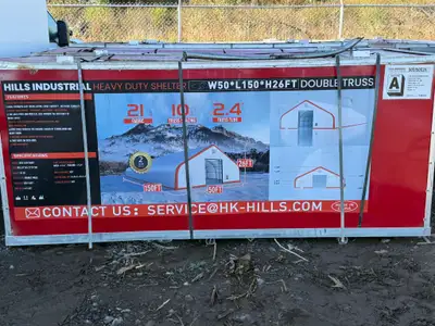 HILLS INDUSTRIAL Heavy Duty Shelter – 50’ x 150’ x 26’, View more