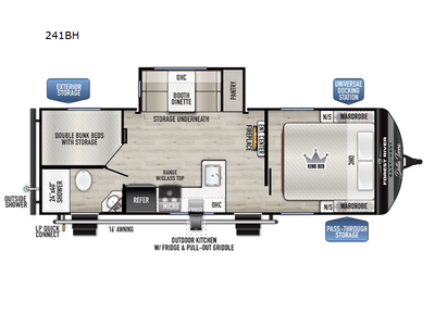 EAST TO WEST Della Terra travel trailer 241BH highlights: King Bed Double-Size Bunks with Storage Ou...