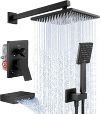 KES Black Shower Faucet Set Showe