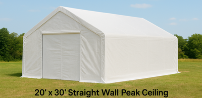 Heavy-Duty 20x30 & 20x40 Peak Roof Storage Shelters – 12' Tall, View more