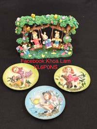 Vintage 2001- 3D mini collector’s plates & rabbit family 