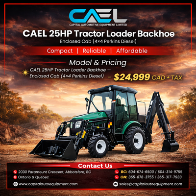 New CAEL 25HP Tractor Loader Backhoe certified & Warranty 24,999 The CAEL 25HP Tractor Loader Backho...