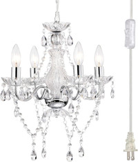 Plug in Chandelier Chrome Chandelier Small Crystal