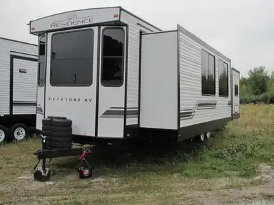 2024 KEYSTONE RESIDENCE 40 FKSS- IN STOCK NOW-NICE NEW COLOR'S FOR 2024, NO CARPET IS SLIDES, DUAL A...