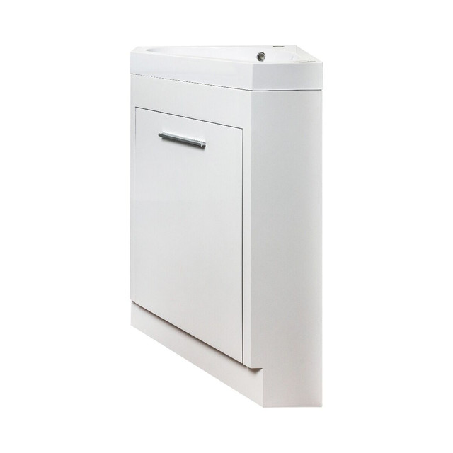 Meuble-Lavabo de Plancher 18po Blanc avec Comptoir de Acrylique dans Armoires et revêtements de comptoir  à Laval/Rive Nord - Image 2