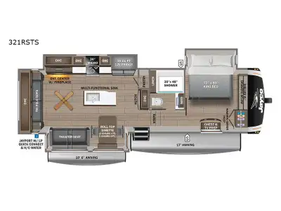 Jayco Eagle fifth wheel 321RSTS highlights: King Bed Slide Out Triple Slides Two Power Awnings Ceili...