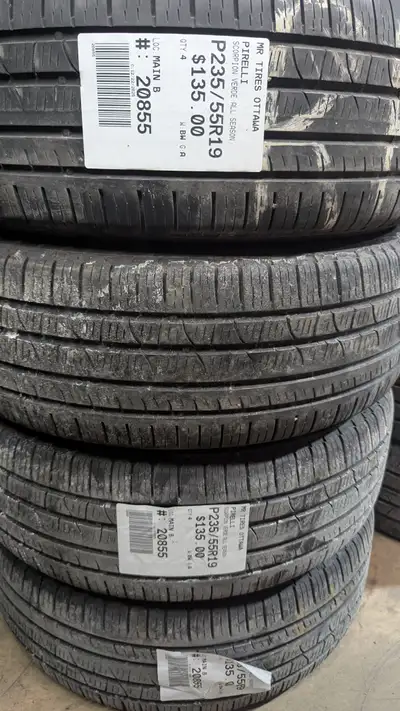 SET OF 4X PIRELLI SCORPION VERDE ALL SEASON TAG # 20855 Size: 235/55/19 235/55/19 Excellent conditio...