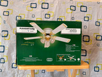 ceiling fan,  "PleasantAire Zephyr" model.
