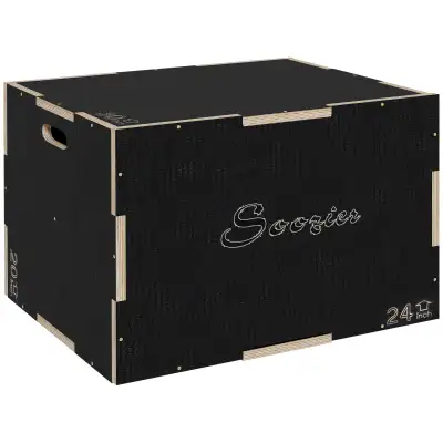 Soozier 30/24/20 In Wooden Plyometric Jump Box with Handle Openi, View more