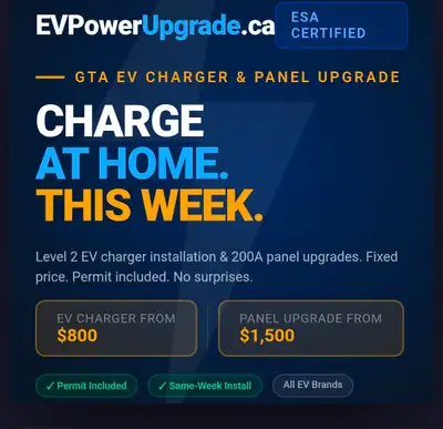 Charger Installation & Panel Upgrades — GTA | Fixed Price | ESA, View more
