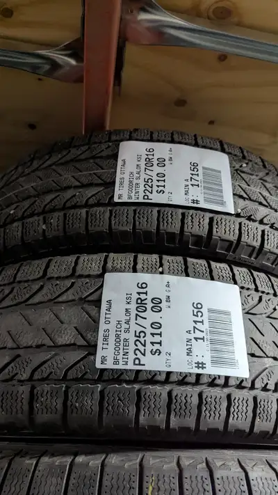 PAIR OF 2X P225/70R16 225/70/16 BFGOODRICH WINTER SLALOM KSI TAG # 17156 ** Please read details belo...