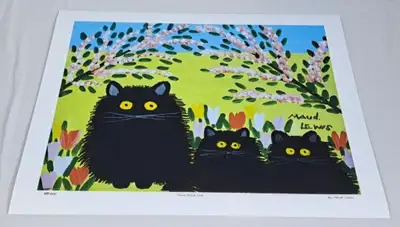 Maud Lewis "Three Black Cats" Numbered Print 129/500, View more