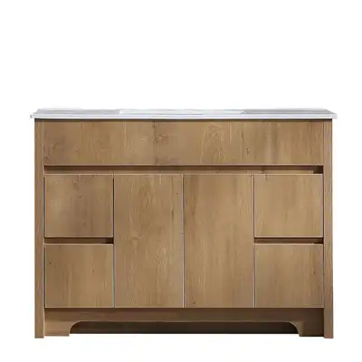 48" Frosted Oak Freestanding Bathroom Vanity w/ Ceramic top, View more