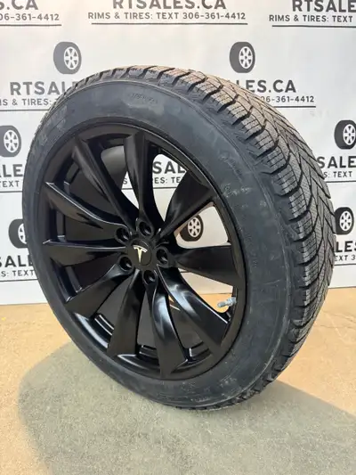 Set of four NEW 255/45/19 Michelin x ice Snow winter tires on 19 inch Tesla replica Rims The wheels...