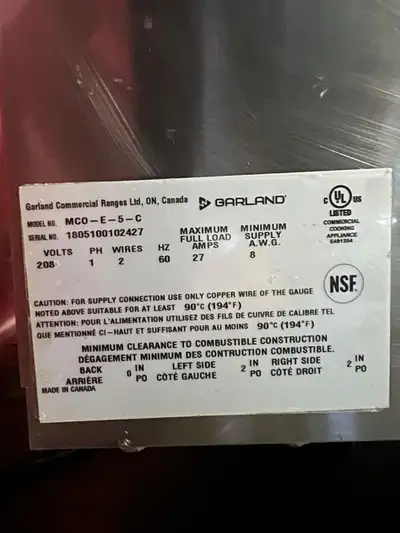 $7k 30” garland mco-e-5-c master series electric ! phase oven, View more