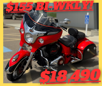 PAYMENTS AS LOW AS $155 BY-WEEKLY. OWNER SELLING CUSTOM 2016 INDIAN CHIEFTAIN IN CLASSIC. CHIEFTAINS...