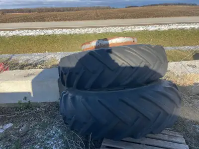 Welcome to Stoneage Equipment Selling these dual tires with hardware included. The sizes are 18.4-34...