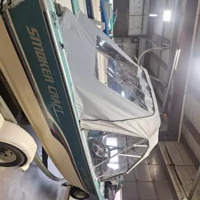 16' SMOKERCRAFT 1994 bowrider fishing boat, full top, new custom tailored highway/all season storage...