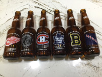 6 Labatt Blue NHL Beer Bottles Original 6 Etched Embossed. $110