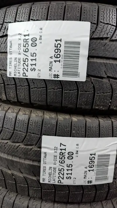 PAIR OF 2X P225/65R17 225/65/17 MICHELIN LATITUDE X-ICE XI2 TAG # 16951 ** Please read details below...
