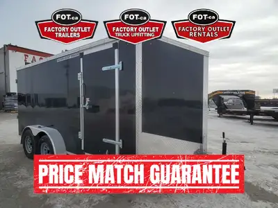 NEW Factory Outlet 7x14ft Enclosed Cargo Trailer - Rear Ramp Door w/ Spring Assist - Wedge Front - 3...