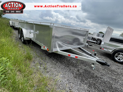 ACTION SERIES 80" X 16 HD ALL ALUMINUM UTILITY TRAILERS WITH BI-FOLD GATE, SOLID ALUMINUM SIDES AND...