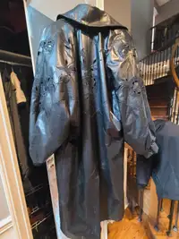 Women's vintage full length leather coat