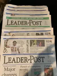 6 newspapers from 1997 when Saskatchewan won grey cup