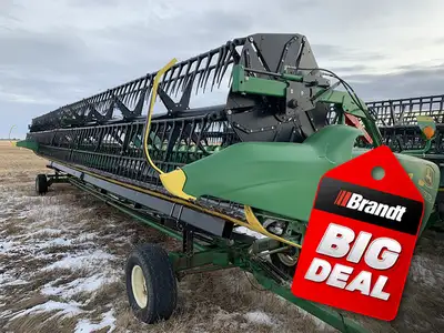 40' Flex Draper with Dual knife drive, Poly tine pickup reel, Crop Auger & Horst Transport. 2017 Joh...