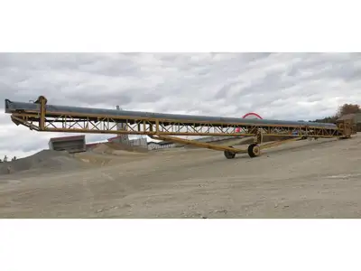 600 Volt electric radial stacker, hopper, 24'' belt, belt cover, comes with electrical panels shown...