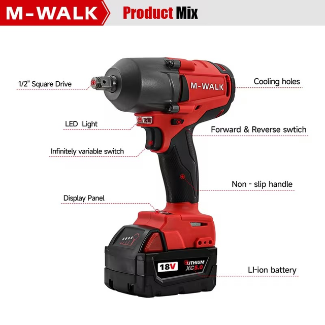 M-WALK 1300N.m High Torque 1/2 Inch Impact Wrench in Power Tools in Mississauga / Peel Region - Image 5