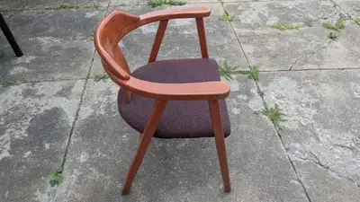 Set of 4 Rare Mid-Century Solid Hardwood Captain's Chairs., View more
