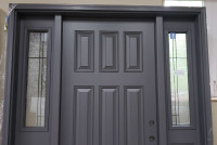 Grey 36" Entry Door with two side Lites