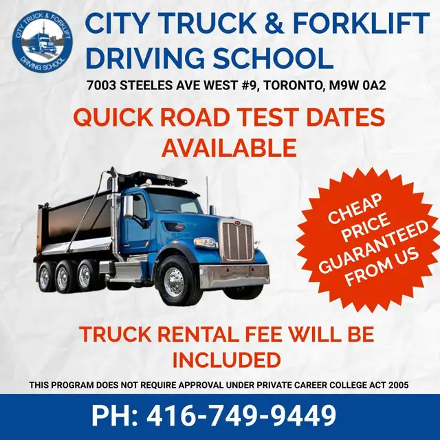 CITY TRUCK AND FORKLIFT DRIVING SCHOOL in Classes & Lessons in City of Toronto - Image 8