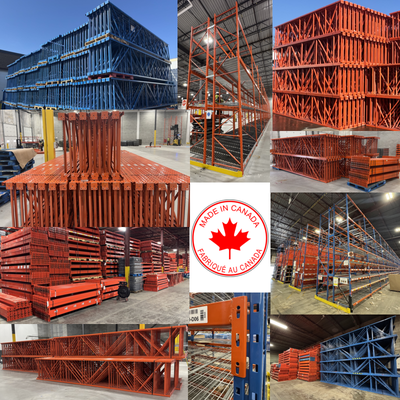 Used 20' tall pallet racking frames - Made In Canada! Redirack warehouse racks available. 100's of u...