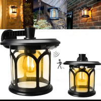 2 Pack Solar Wall Lantern Outdoor with 3 Modes, Wireless Solar P