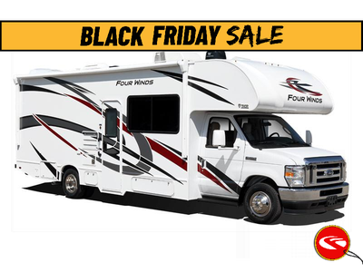 Thor Motor Coach Four Winds Class C gas motorhome 24F highlights: Full-Wall Slide Two Closets Cab Ov...