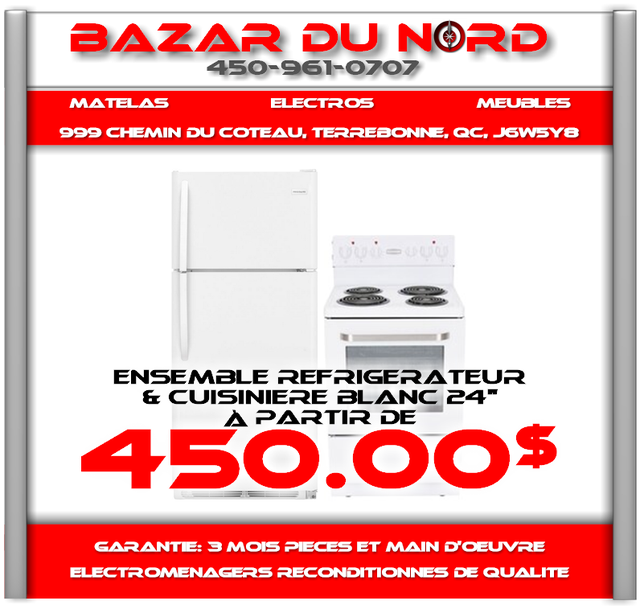 Ensemble Refrigerateur 24" & Cuisiniere 24" a partir de 450$ in Refrigerators in Laval / North Shore - Image 2