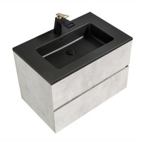 30" Grey Wall Mount Bathroom Vanity w/ Quartz countertop