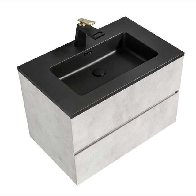 30" Grey Wall Mount Bathroom Vanity w/ Quartz countertop dans Armoires et revêtements de comptoir  à Ouest de l’Île