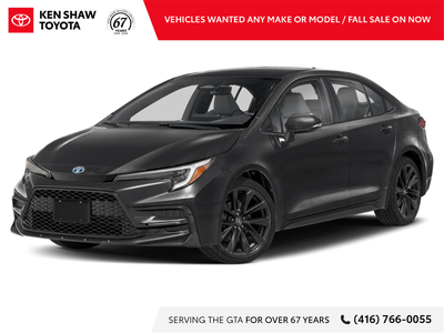 Midnight Black Metallic 2025 Toyota Corolla Hybrid XSE AWD! We are the longest-standing Toyota Deale...