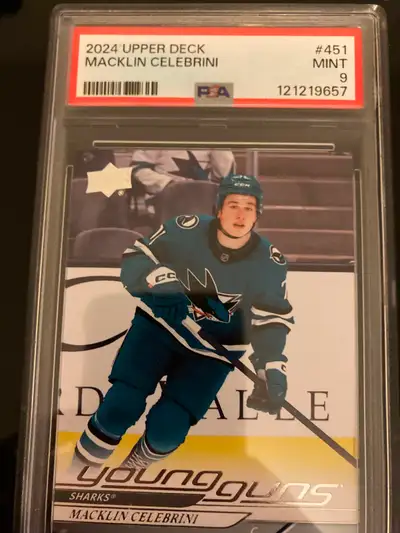 Macklin Celebrini UD Young Guns rookie card, View more