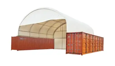 40x40x15 & 40x80x15 Container Shelter – Double Truss Fabric, View more