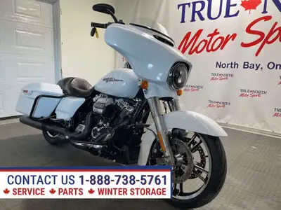 Pearl White Street Glide Special with just 39,035 miles at True North Motor Sports. Milwaukee Eight...