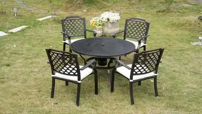 Brand New 5pcs Round Cast Aluminum Dining Set BBQ Table $1499, View more