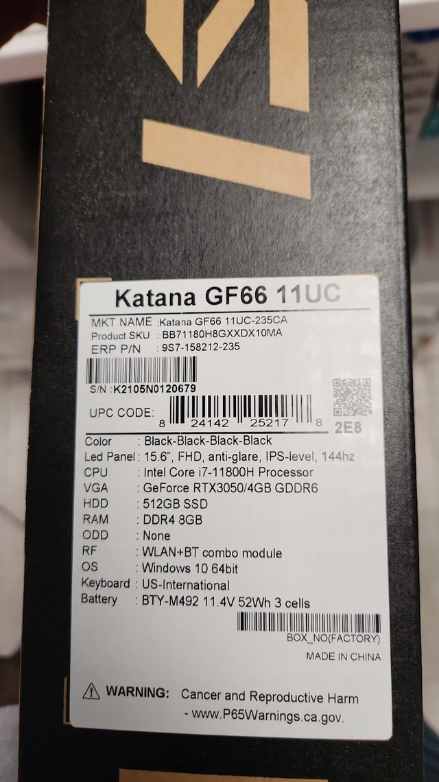 MSI KATANA GF66 11UC 15.6”  Core I7 8gb Ram DDR4 512gb SSD in Laptops in Calgary - Image 4