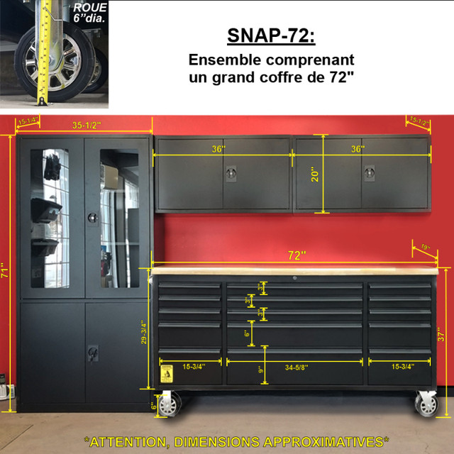 Ens. coffre-outil et armoires style "SNAP IN", 72A, 4 morceaux dans Commodes et armoires  à Drummondville - Image 2