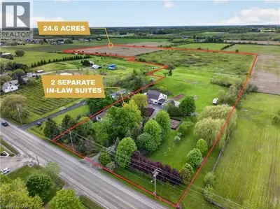 24.6 ACRE COUNTRY ESTATE WITH 2 SEPARATE IN LAW SUITES MINUTES FROM DOWNTOWN GRIMSBY Imagine startin...