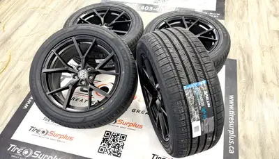 Replica V03 Matt Black Rims and SAILUN All-Season Tires Fits Volkswagen Atlas -Wheel Size: 20x8.5J -...
